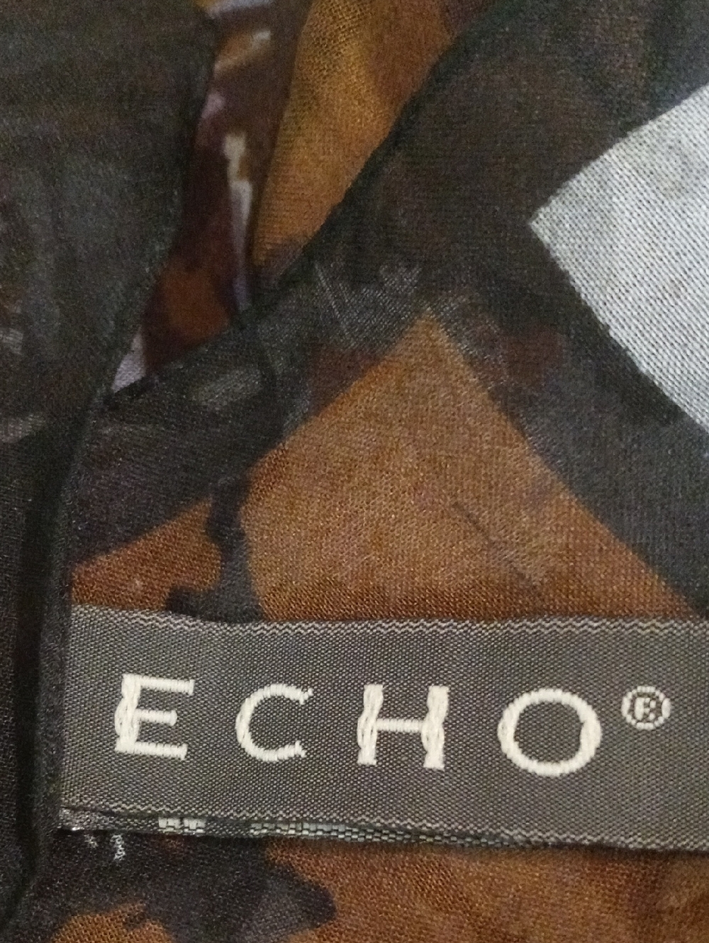 Echo Vintage Sheer Halloween Print Scarf in Red, Brown, Black - Picture 4 of 5